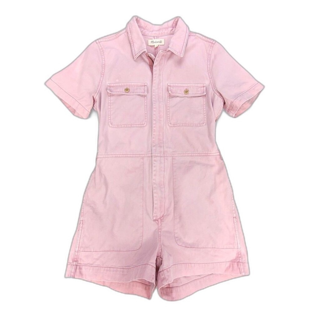 Madewell Women’s Light Bubblegum Pink Dusty Rose Garment-Dyed Coverall Romper S - Picture 4 of 12